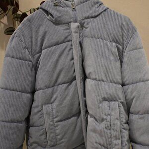 Kenneth Cole Light Blue Corduroy Puffer Jacket